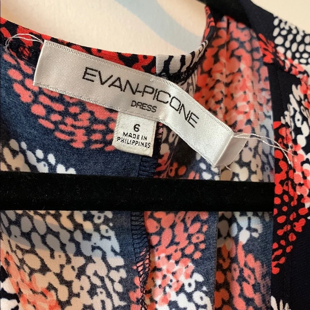 Evan Picone Red and Black Midi Dress - Picture 2 of 6